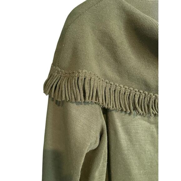 Vintage Green Sweater with Fringe Size XL 90s Boho Miss Dorby - Picture 4 of 5